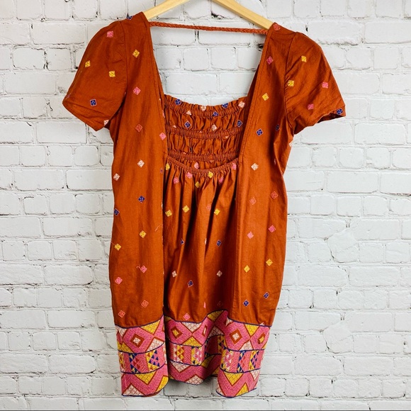 Free People Burnt Orange Embroidered Boho Dress - Picture 11 of 11